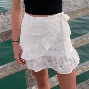 White Eyelet Princess Polly Wrap Skirt